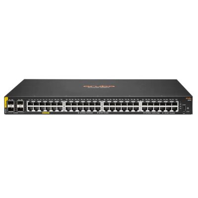 Aruba CX 6000 Managed Ethernet Switch met 48 x 10/100/1000 (PoE+) + 4 x Gigabit SFP-poorten, 370 W PoE-budget en stapelbaar ontwerp