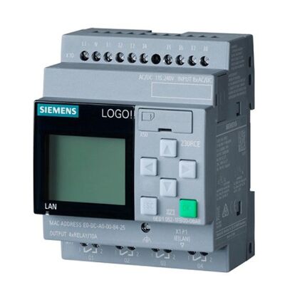 Siemens-LOGO! 230RCE Logische module, 115/230 V AC/DC, 8 DI/4 relais DO, met display, Ethernet, modulair uitbreidbaar