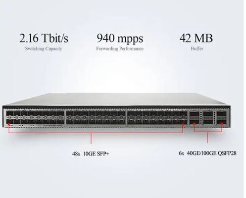 CE6881-48S6CQ-schakelaar (48*10G SFP+, 6*100G QSFP28, 2*AC-stroomvoorziening, luchtinlaat/uitlaat aan de poortzijde)