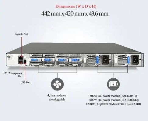 CE6881-48S6CQ-schakelaar (48*10G SFP+, 6*100G QSFP28, 2*AC-stroomvoorziening, luchtinlaat/uitlaat aan de poortzijde)