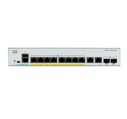 C1000-8P-2G-L Cisco Catalyst 1000 Series Switches 8x 10/100/1000 Ethernet-poorten PoE+ 2x 1G SFP RJ-45 Combo Uplinks