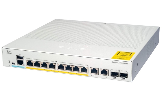 C1000-8P-2G-L Cisco Catalyst 1000 Series Switches 8x 10/100/1000 Ethernet-poorten PoE+ 2x 1G SFP RJ-45 Combo Uplinks