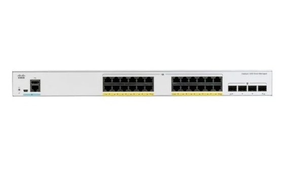 C1000-24P-4G-L Cisco Catalyst 1000 Series Switches 24x 10/100/1000 Ethernet PoE+-poorten en 195W PoE-budget 4x 10G SFP+