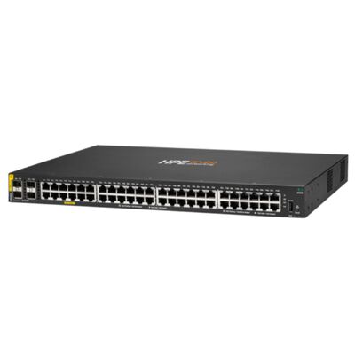 Aruba CX 6000 Managed Ethernet Switch met 48 x 10/100/1000 (PoE+) + 4 x Gigabit SFP-poorten, 370 W PoE-budget en stapelbaar ontwerp