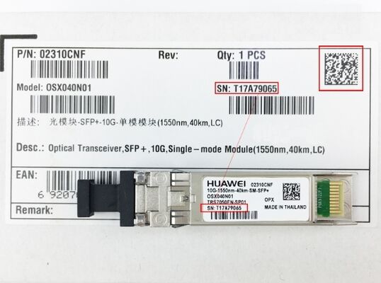 OSX040N01  	Huawei Optische Zender/Ontvanger  02310CNF   	
SFP+, 10G, Single-mode Module (1550nm, 40km, LC)