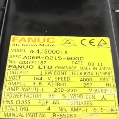 FANUC A06B-0215-B000 AC-servomotor | AiS4/5000 TPR a1000 CNC-aandrijving