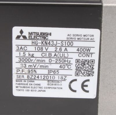 Mitsubishi HG-KN43J-S100 400W AC-servomotor met lage traagheid voor industriële automatisering