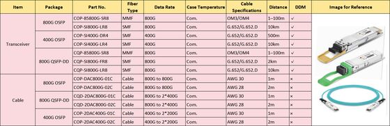 800GOSFP/QDD COP-SI800G-DR8 800G QSFP DD Optische Transceiver MMF OSFP 800G 2*DR4 MPO 500m