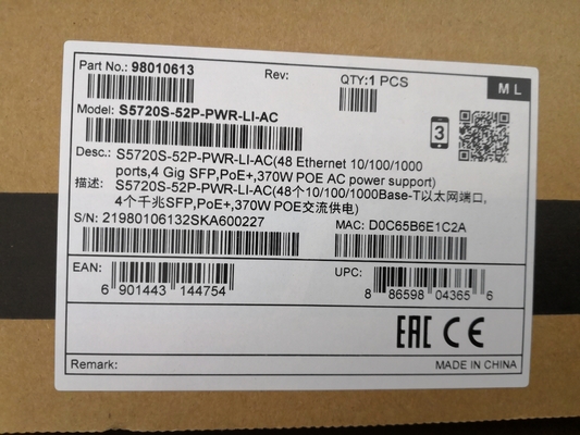 Huawei S5720S-52P-PWR-LI-AC 48-poort Gigabit PoE+ Switch met 4 SFP